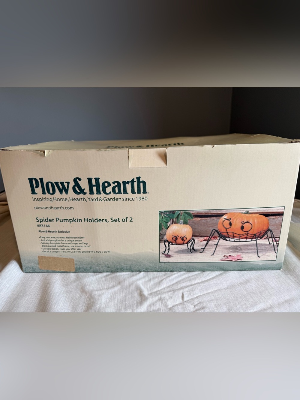 Plow & Hearth Spider Pumpkin Holders with Black Legs - Set of 2